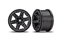 Two black Traxxas 2.8 inch RXT RC rims shown from front and side angles against a white background.