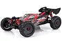 ARRMA Typhon BLX 1/8 scale 4WD electric RC buggy in red and black livery, shown from a front three-quarter angle on a white background.
