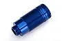 A blue anodized aluminium GTR shock body for Traxxas RC vehicles, featuring a threaded exterior for adjustable spring tension.