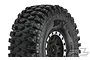 Close-up of a Pro-Line 1.9 inch Hyrax G8 rock crawler tyre mounted on a black and silver Impulse bead-loc rim.
