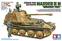 Box art for Tamiya 1/35 scale German Marder III M Normandy Front tank destroyer model kit, showing a painted model with soldiers.
