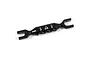 A black aluminium 4-in-1 multi-purpose turnbuckle spanner tool with size markings 3, 2.5, and 2 printed on the handle.