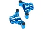 Two blue anodized aluminium rear hubs for Tamiya TT-02 RC cars, each marked with the number 2 to indicate 2-degree toe-in.