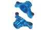 Two blue anodized aluminium rear hubs for Tamiya TT-02 RC cars, each marked with a white number 3 indicating 3 degrees of toe-in.