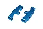 Two blue anodized aluminium suspension arm pin mounts for Tamiya TT-02 RC cars.