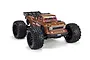 ARRMA Outcast 4x4 BLX 4S RC Truggy in metallic bronze finish, featuring large off-road tires and a rugged truck body on a white background.