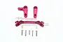 GPM Racing red aluminium steering assembly set for ARRMA Granite 4x4, including steering arms, drag link, brass bushings, and mounting screws.