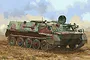Box art illustration of a GT-MU light armored multipurpose transport vehicle in a camouflage paint scheme, set against a cloudy sky and field background.