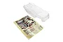ARRMA 1/8 scale clear unpainted truggy body shell with a matching decal sheet on a white background.