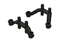 Two black plastic ARRMA body mount components shown from an isometric angle against a white background.