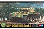 Tamiya 1/25 scale German Panther Ausf.A RC tank model kit box art showing a camouflaged tank in a field with soldiers.