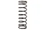 A single black coil spring for an RC car shock absorber, standing vertically against a white background.