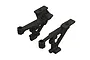 Two black ARRMA rear wing mount components shown from an isometric angle against a white background.