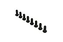 Eight black ARRMA button head screws arranged in a diagonal line against a white background.