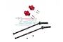 GPM Racing red aluminium wheel hex extensions and black steel CVD drive shafts for ARRMA Kraton RC cars.