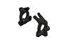 Two black plastic front hub carriers for an ARRMA RC vehicle, shown from an isometric angle against a white background.