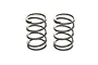 Two identical silver metal RC shock springs standing upright against a plain white background.