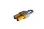 An ARRMA IC5 loop connector featuring a yellow plastic housing with a grey U-shaped wire loop, isolated on a white background.