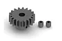 ARRMA 18T 1Mod steel pinion gear with two grub screws on a white background.