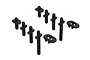 A set of black plastic RC body posts and mounting brackets arranged on a white background.