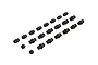 A set of black composite pivot balls for ARRMA RC vehicles arranged in rows on a white background.