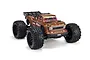 ARRMA 1/10 Outcast 4S RC truggy with a metallic bronze painted body shell, black wheels, and aggressive off-road tires against a white background.