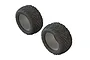 Two black ARRMA dBoots Minokawa LP RC tyres shown from an angled perspective against a white background.