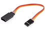 A 100mm Futaba J style RC servo extension lead with a black female connector and a black male connector joined by brown, red, and orange wires.
