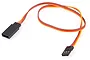 A 300mm Futaba J extension lead for RC electronics featuring a black female connector and a black male connector with three-wire ribbon cable.