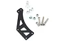 Yeah Racing black steel spare tyre mount kit including a main bracket, silver spacers, nuts, and screws on a white background.