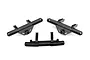 Three black plastic Traxxas TRX-4 bumper mount components arranged on a white background.