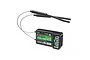 FlySky iA6B 2.4GHz 6-channel RC receiver with dual antennas and labeled connection ports on a white background.