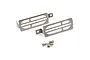 Two stainless steel rear taillight protector grills for an RC car, accompanied by four small mounting screws on a white background.