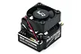 Yeah Racing Hacktronic G2 110A Brushless Sensored ESC with cooling fan mounted on top, viewed from an angle against a white background.
