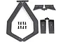 RPM Black X-Maxx Body Saver Set including molded plastic frame components, mounting plates, and eight black screws on a white background.