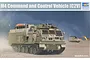 Trumpeter 1/35 scale M4 Command and Control Vehicle plastic model kit box art showing a tan military vehicle in a desert setting.