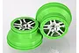 Traxxas 2.2/3.0" Chrome/Green Rims 2Pcs 6872X