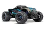 Traxxas Maxx 4S RC monster truck in silver and blue livery, featuring large off-road tires and a rugged body design on a white background.