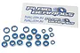 A collection of various sized metal ball bearings with blue rubber seals, accompanied by a Plaig Bearings branded sticker.