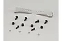Killerbody stainless steel bumper mount kit for RC crawlers, including two metal brackets, black screws, nuts, and small washers on a grey background.