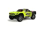 ARRMA Senton 4x4 BLX 3S RC short course truck in bright green with black decals and off-road tires, studio shot on white background.