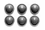 Six black silicone shock diaphragms arranged in two rows of three on a white background.