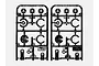 Two identical black plastic parts trees containing RC shock spring retainers and suspension components on a white background.