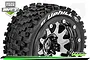 A Louise 3.3 inch ST-Uphill MFT RC tyre mounted on a black chrome beadlock rim, featuring a knobby tread pattern and white sidewall branding.