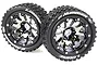 Two Louise 3.3 inch ST-Hummer MFT RC monster truck tires mounted on black chrome beadlock-style rims against a white background.