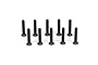 Ten black metal countersunk head screws arranged in two rows on a white background.