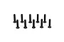 Ten black metal countersunk head screws arranged in two rows against a white background.