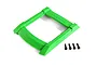 A bright green Traxxas Maxx 4S roof skid plate with four black mounting screws on a white background.