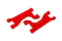 Two bright red Traxxas Maxx 4S suspension arms shown against a white background.