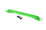 A bright green Traxxas Maxx 4S tailgate protector shown with three black mounting screws on a white background.